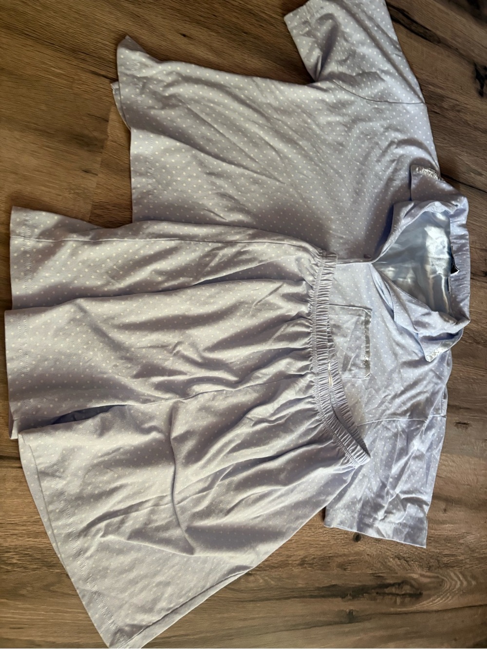 Light Blue Vintage Polka Dot Short Sleeve Women’s Pajama Set
